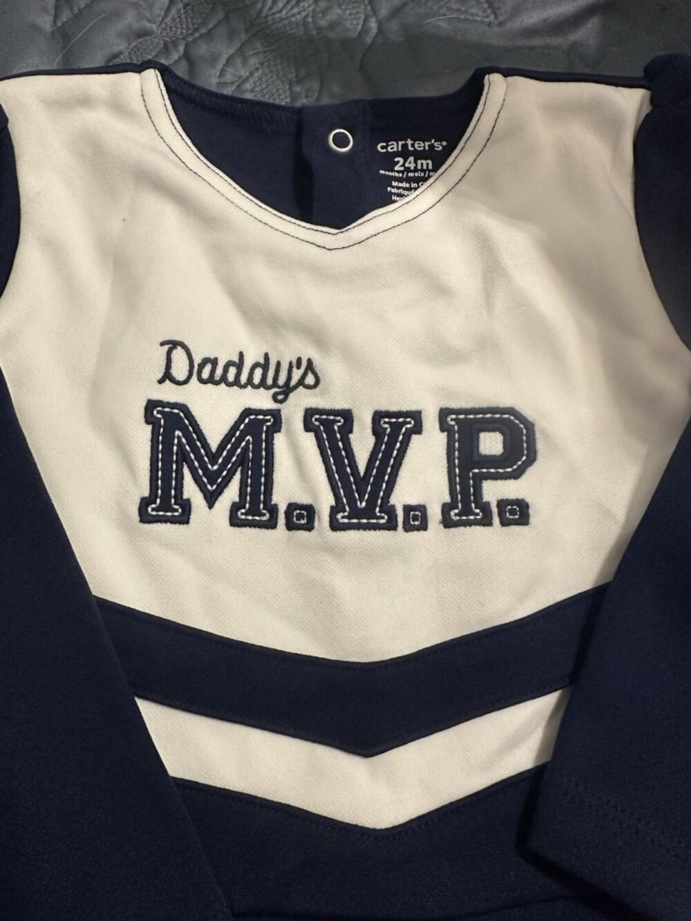 Daddy’s M.V.P. 24 mo. Blue & White Cheerleading Dress w Matching Diaper Cover